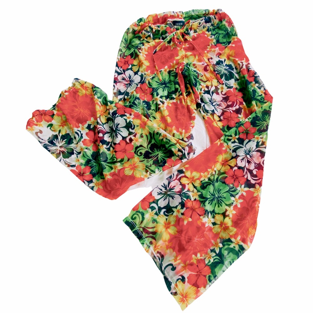 Izod floral Vintage Pants Cover Up Swimsuit